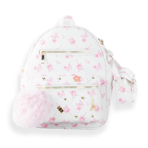 Paris Pink Quilted Mini Backpack Set