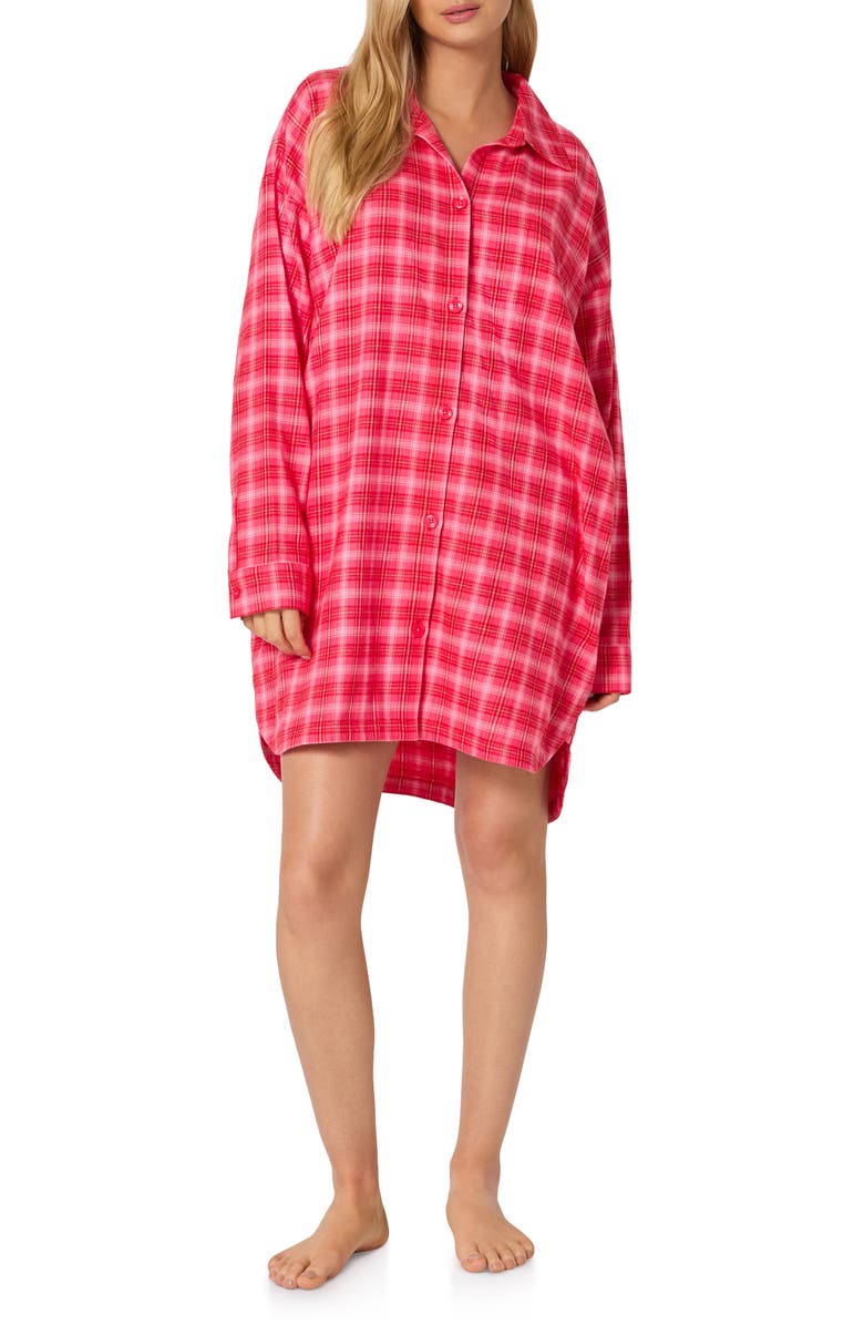BedHead Pajamas Print Organic Cotton Flannel Sleep Shirt, Main, color, Wonderland Plaid