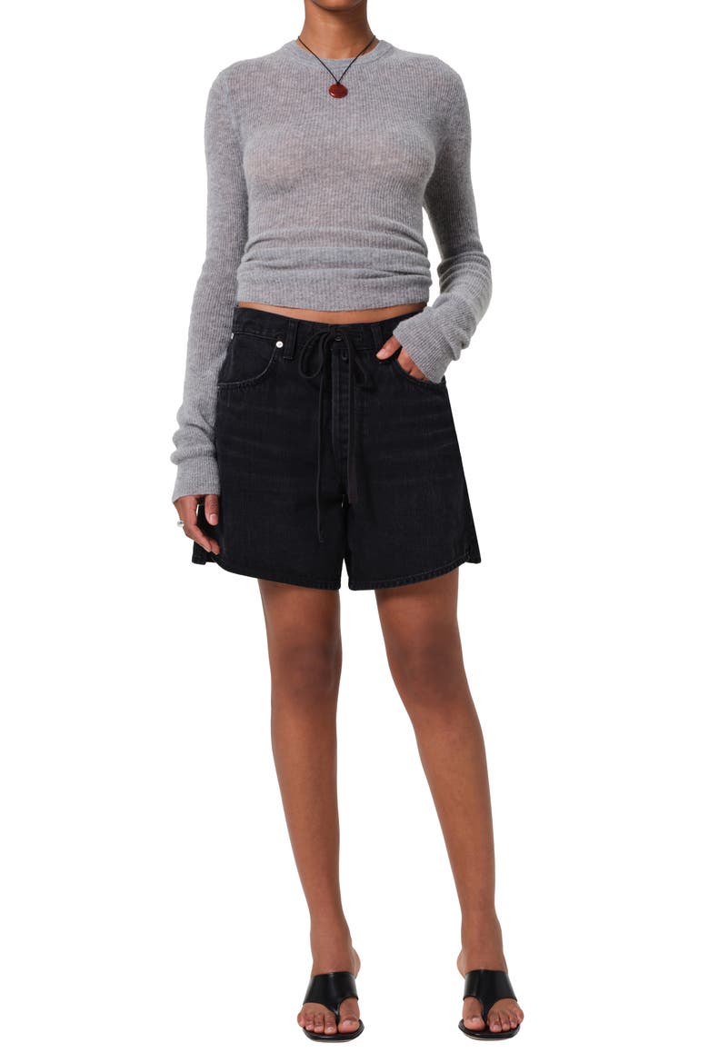 Brynn Drawstring Denim Shorts, Alternate, color, MIDNIGHT SKY