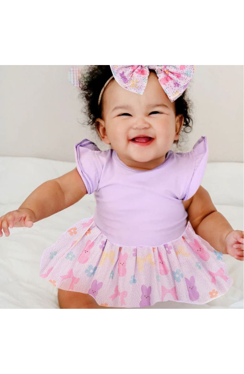 Sweet Wink Lavender Easter Bunny Short Sleeve Tutu Bodysuit, Alternate, color, 