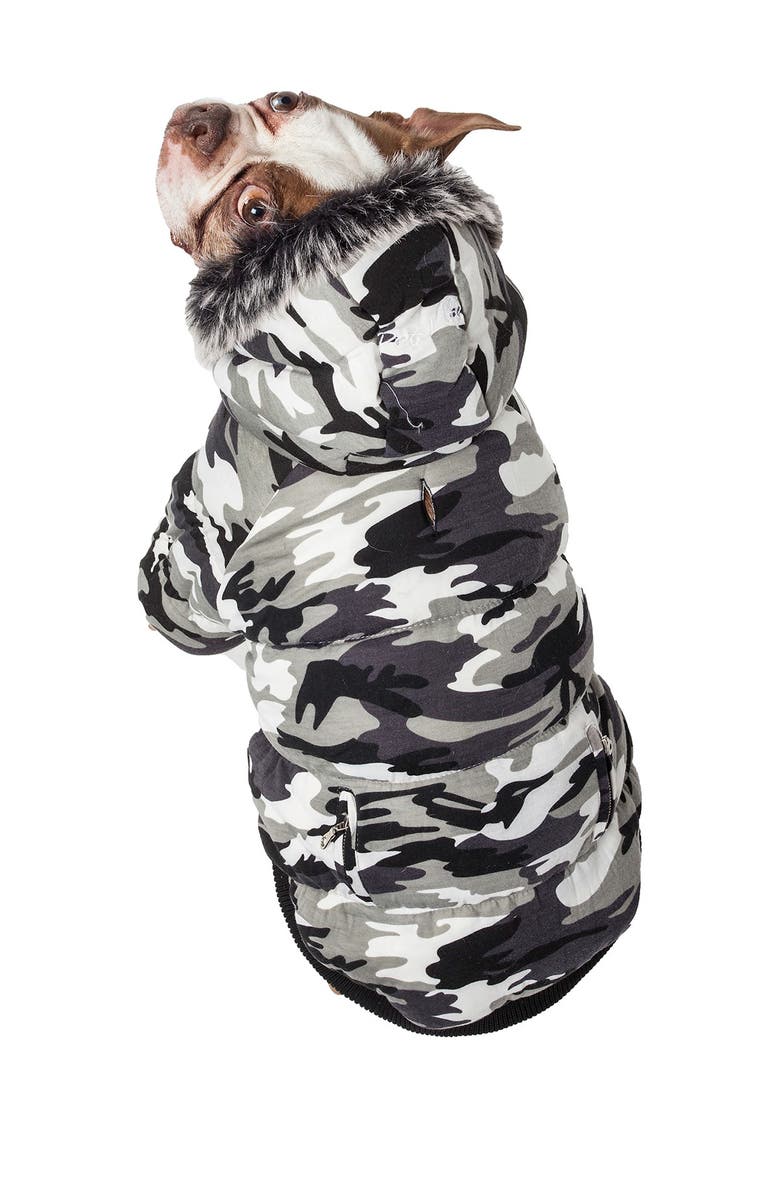 PETKIT Fashion Pet Faux Fur Trim Parka Coat - X-Small, Alternate, color, 