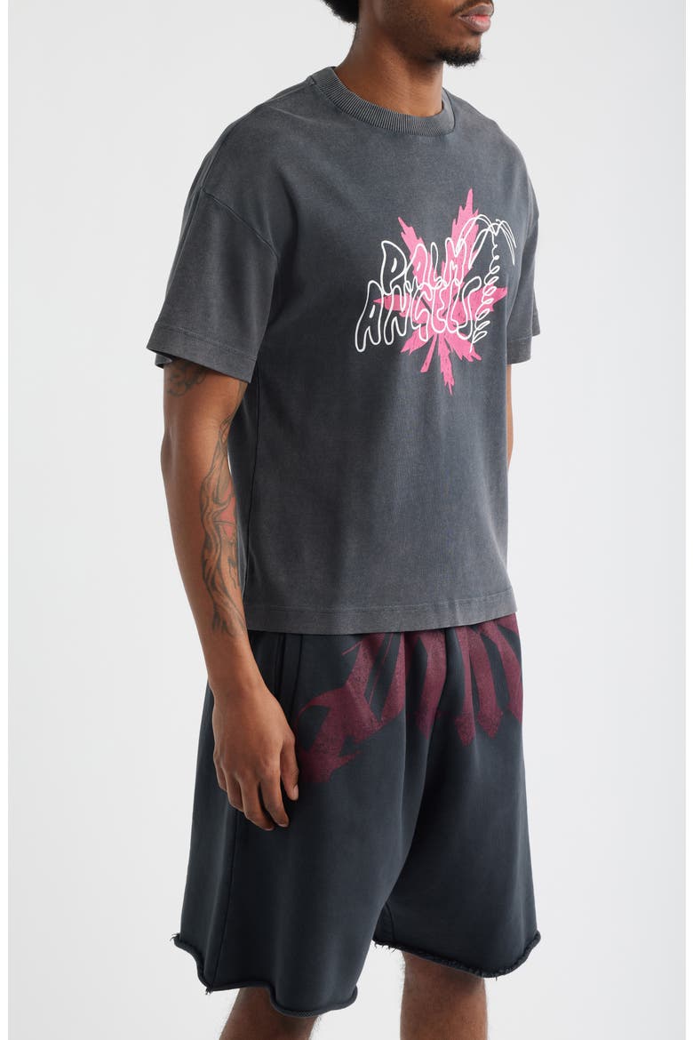 Palm Leaf Regular Fit Graphic T-Shirt, Alternate, color, BLACK FUCHSIA