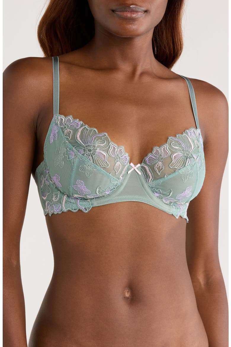 Lauren Embroidered Underwire Bra, Main, color, SILT GREEN