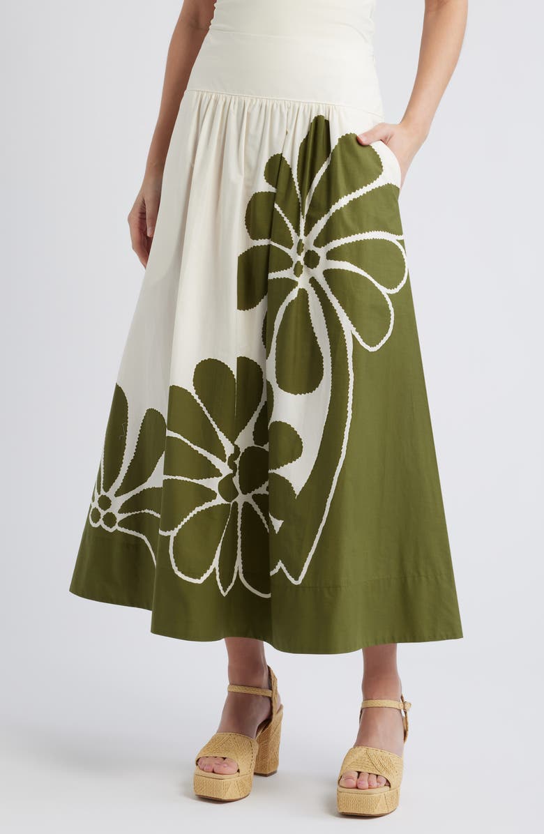 FARM Rio Palermo Botanical Midi Skirt, Main, color, Palermo Green