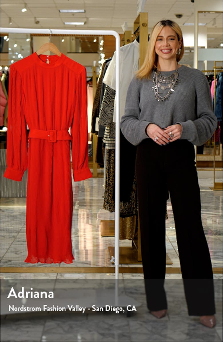 Pleated Chiffon Long Sleeve Midi Dress, sales video thumbnail