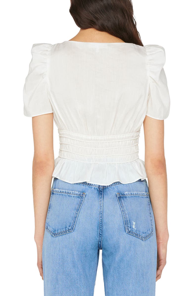 FRAME Puff Sleeve Smocked Blouse, Alternate, color,