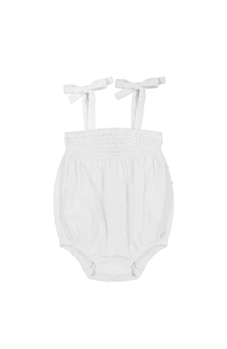 Busy Bees Ella Ruched Bubble White Swiss Dot, Main, color, White Swiss Dot