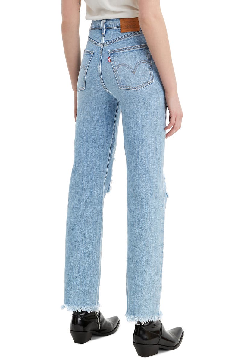 Levi's<sup>®</sup> Ribcage Super High Waist Ripped Straight Leg Jeans, Alternate, color,