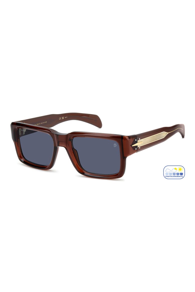 53mm Rectangular Sunglasses, Alternate, color, BROWN/ BLUE FT AR