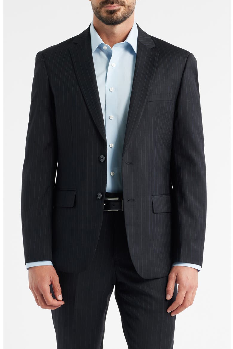 Modern Fit Black Pinstripe Wool Suit, Alternate, color, BLACK