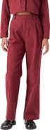 English Factory Pleated High Waist Cotton Wide Leg Pants