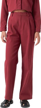 English Factory Pleated High Waist Cotton Wide Leg Pants