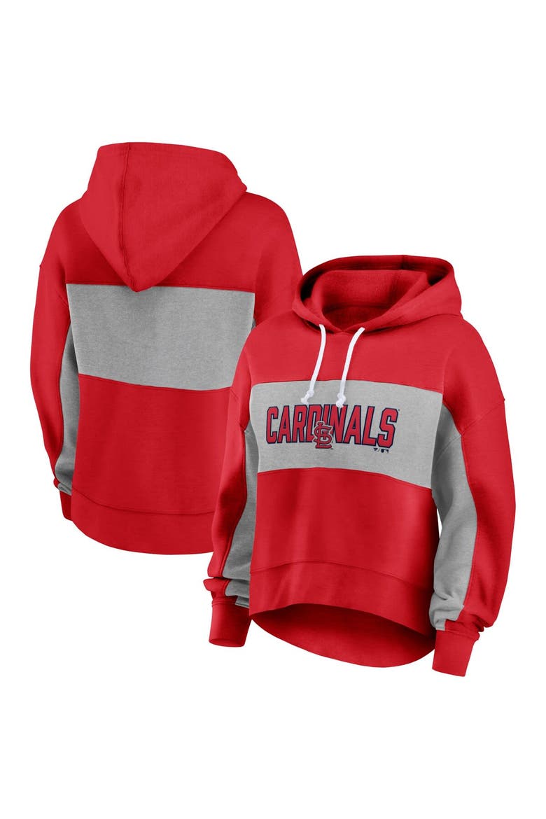 Women's Fanatics Red St. Louis Cardinals Filled Stat Sheet Pullover Hoodie, Main, color, Red