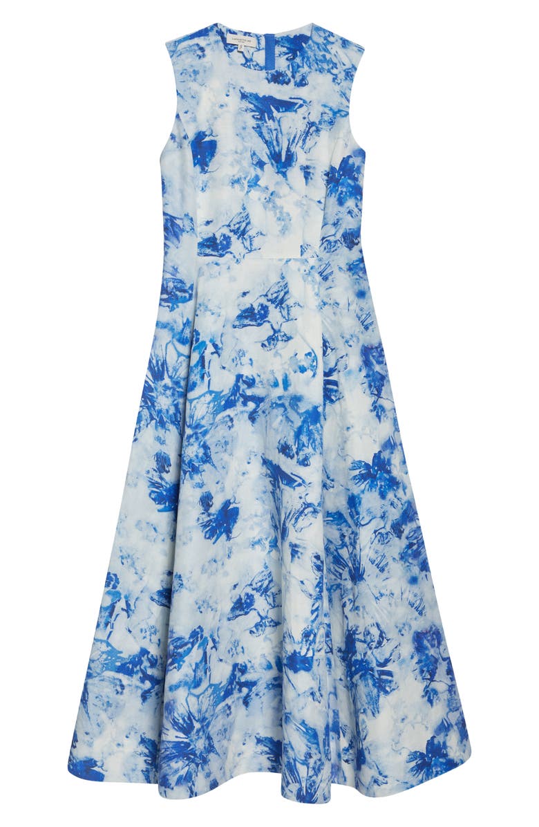 Lafayette 148 New York Floral Sleeveless Silk & Linen Fit & Flare Dress, Alternate, color, 