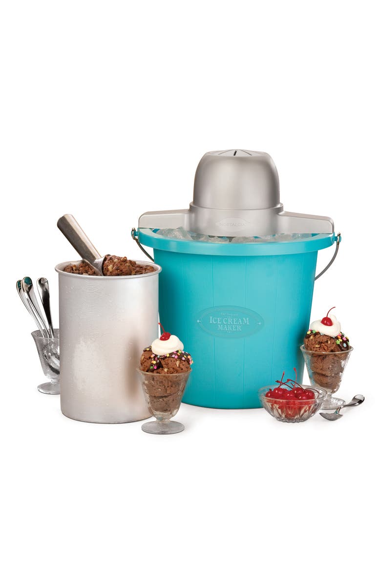 Nostalgia Electrics PICM4BG 4-Quart Electric Ice Cream Maker, Main, color, Blue