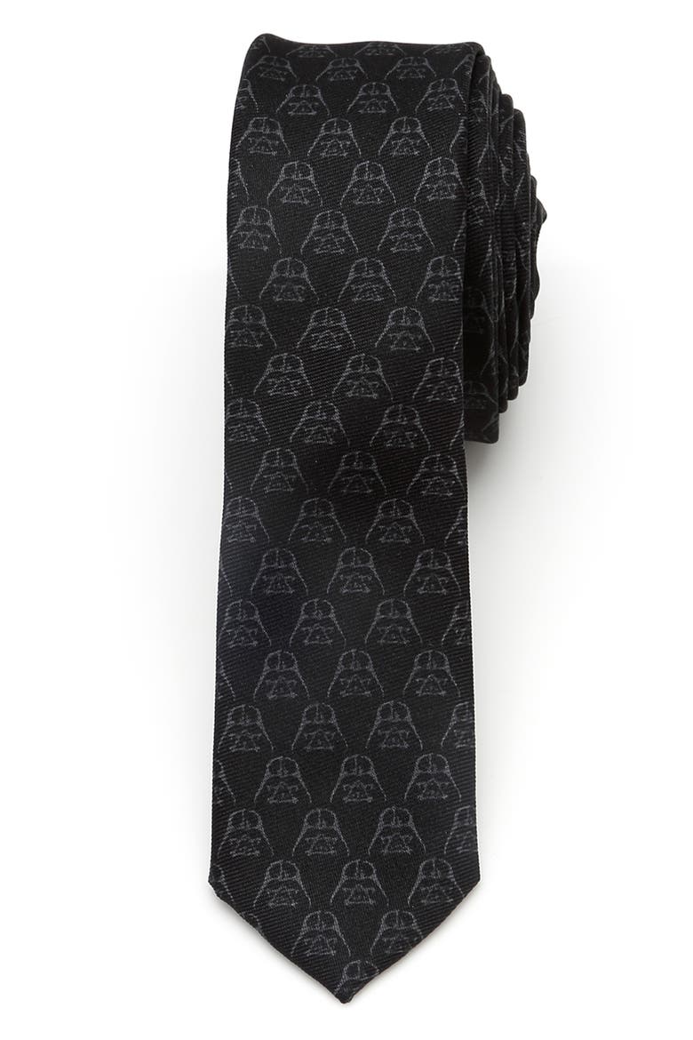 Black Darth Vader Silk Skinny Tie, Main, color, BLACK