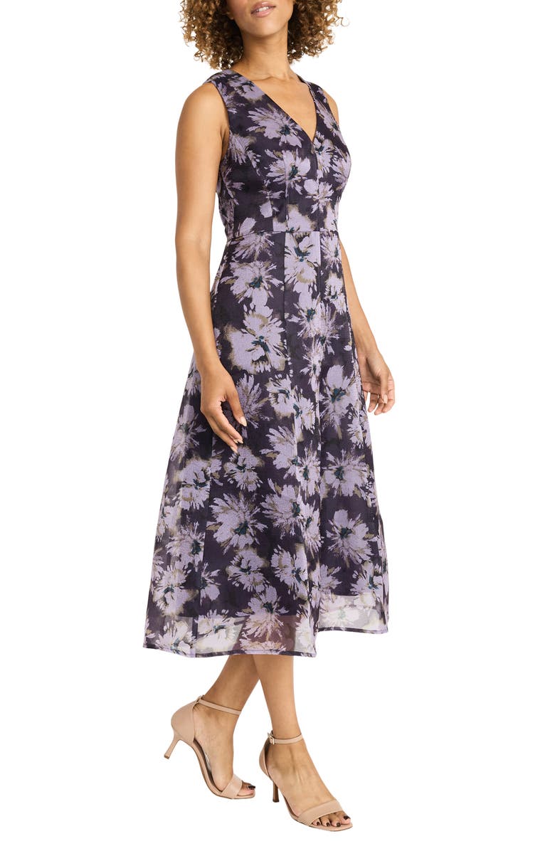 Maggy London Floral Sleeveless Organza Midi Dress, Alternate, color, 