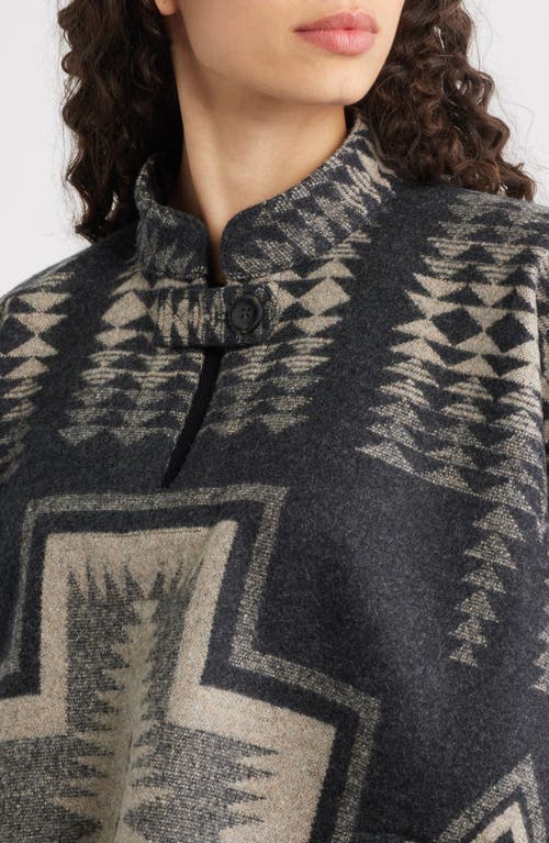 Pendleton Harding Jacquard Virgin Wool Poncho In Gray