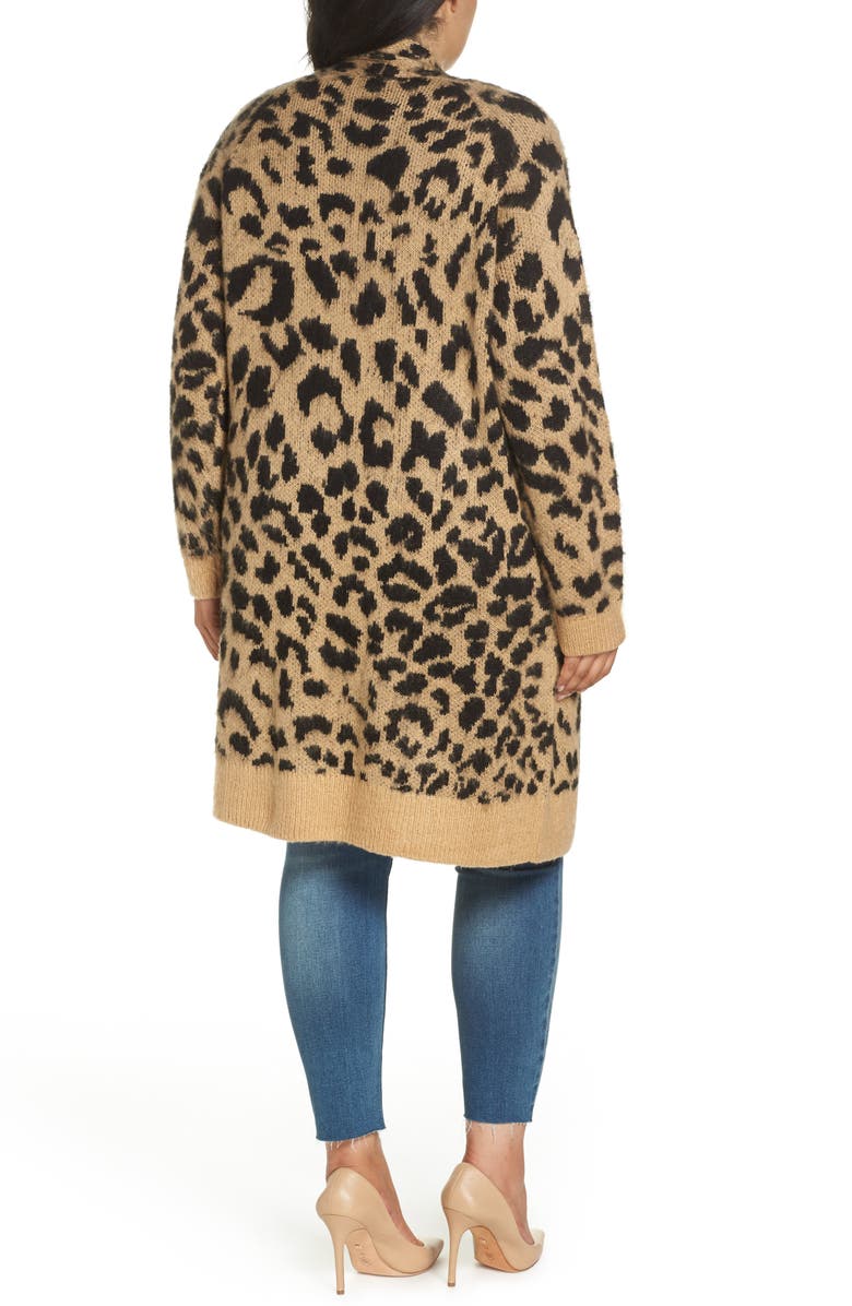 BP. Long Leopard Jacquard Cardigan, Alternate, color,