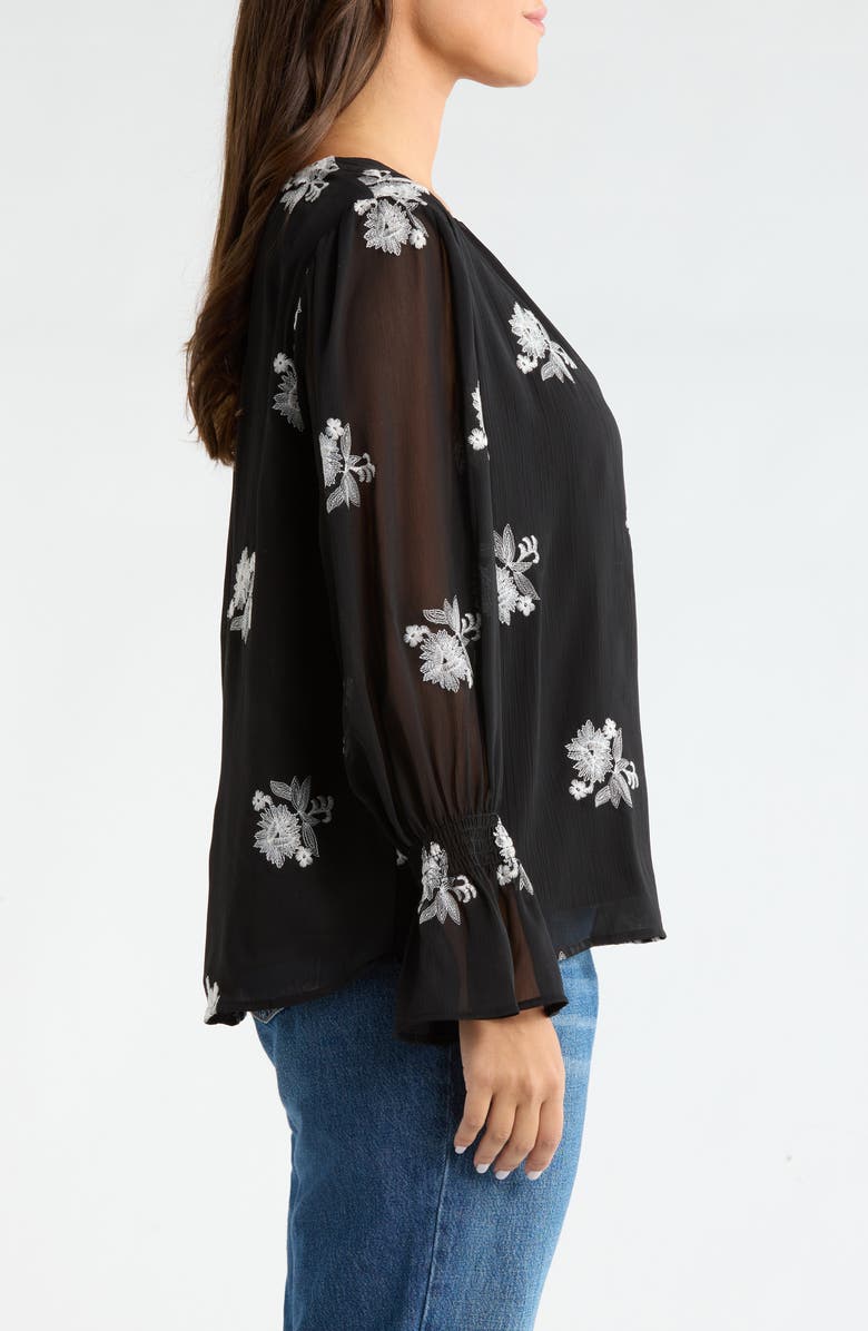 CeCe Smocked Cuff Top, Alternate, color, Rich Black