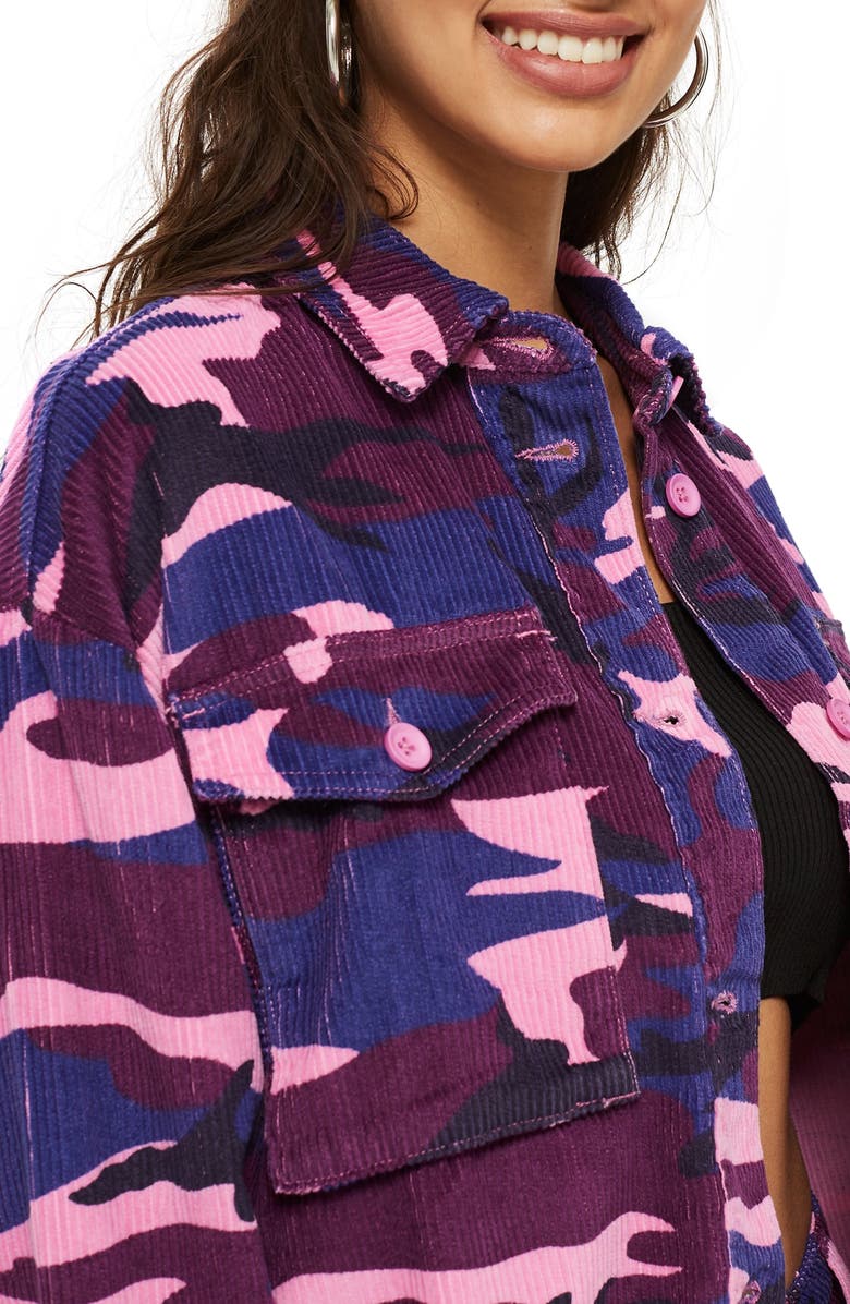 Topshop Corduroy Camo Jacket, Alternate, color, 