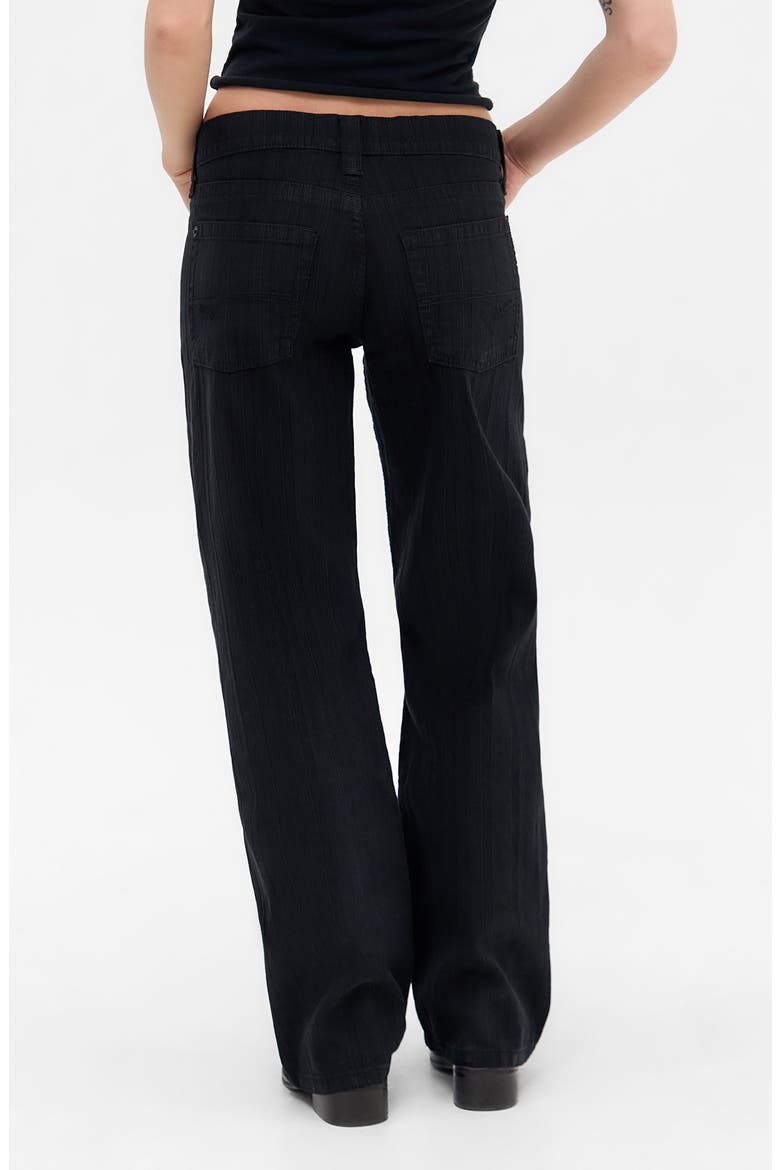 Kayla Low Rider Textured Trouser Leg Jeans, Alternate, color, BLACK