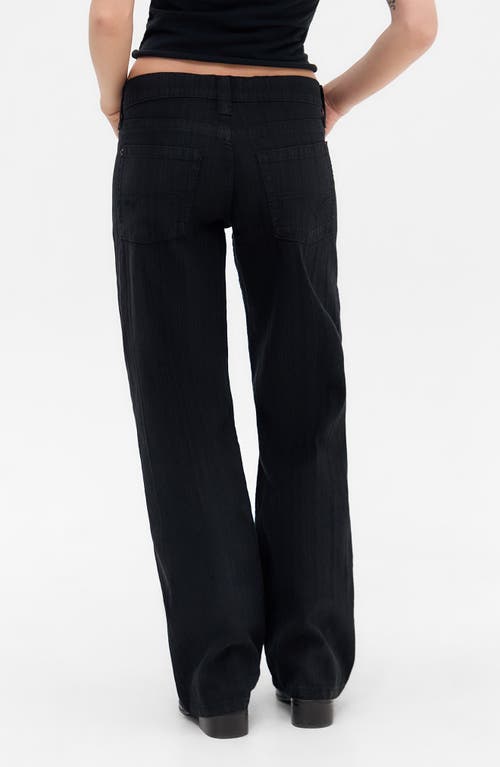 Bdg Urban Outfitters Kayla Low Rider Textured Wide Leg Jeans In Black
