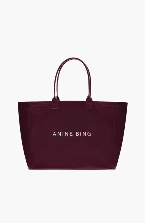 ANINE BING Leo Coated Canvas Tote in Fig at Nordstrom