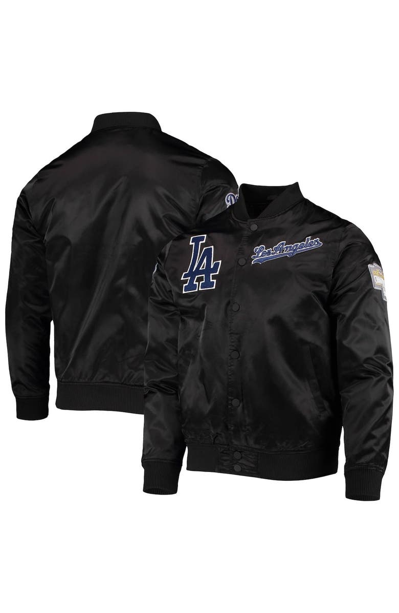 PRO STANDARD Men's Pro Standard Black Los Angeles Dodgers Wordmark Satin Full-Snap Jacket, Main, color,