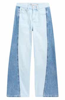 Tractr Kids' Two-Tone Panel Wide Leg Jeans