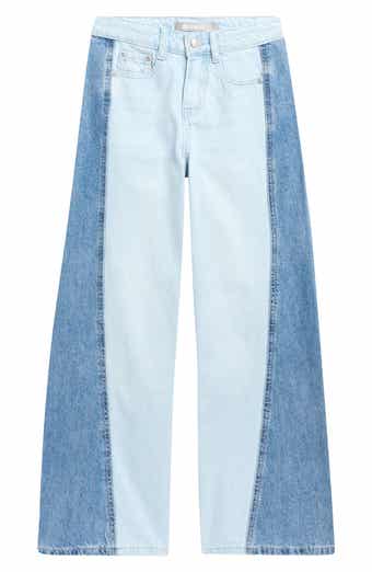 Tractr Kids' Two-Tone Panel Wide Leg Jeans