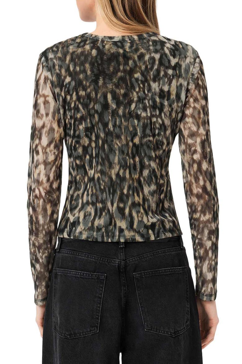 Ellie Floral Long Sleeve Mesh T-Shirt, Alternate, color, LEPPO BROWN