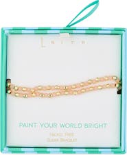 Leith Beaded 2-Row Slider Bracelet