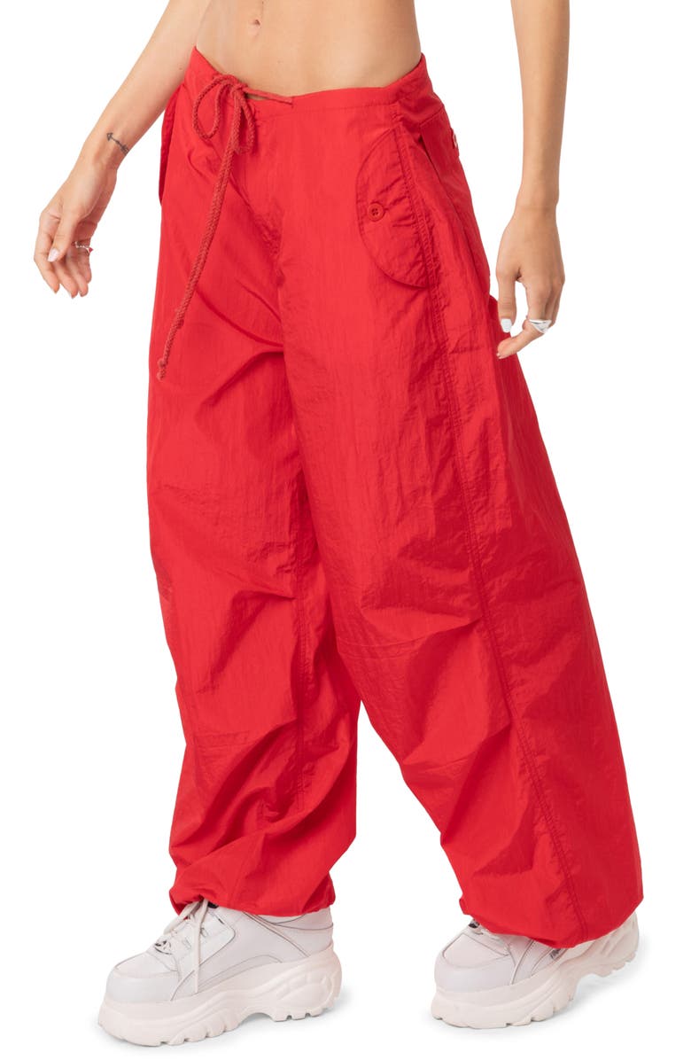 EDIKTED Rian Nylon Cargo Pants, Alternate, color, Red