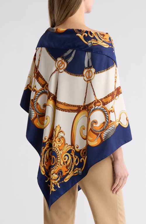 La Fiorentina Chain Print Poncho In Navy