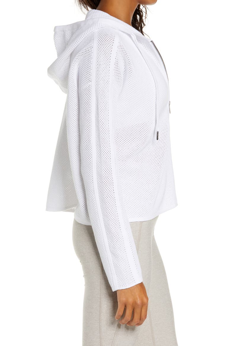 Moto Mesh Zip Hoodie, Alternate, color, WHITE