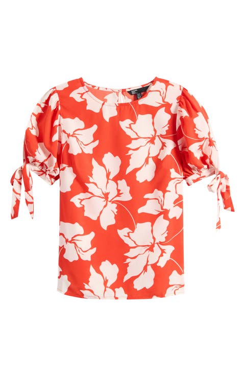 Print Tie Sleeve Top