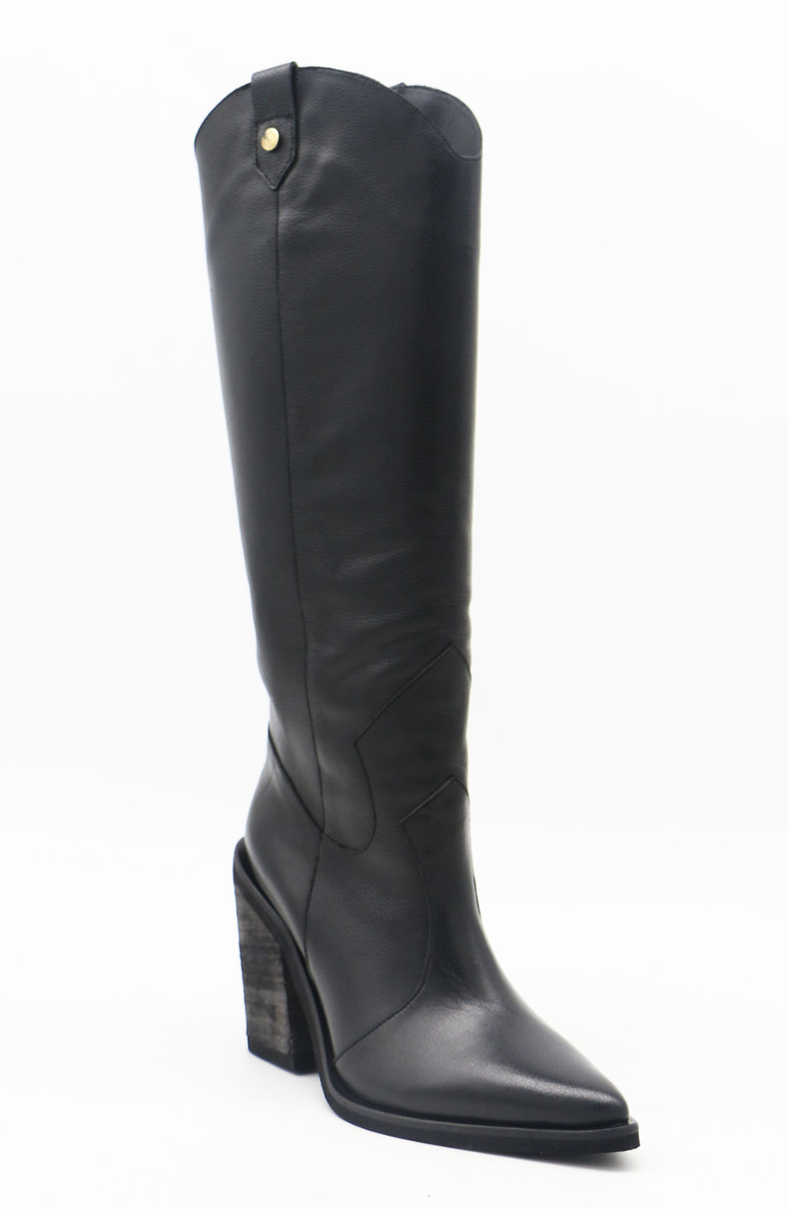 STIVALI NEW YORK Macao Western Knee-High Boots, Main, color, Black