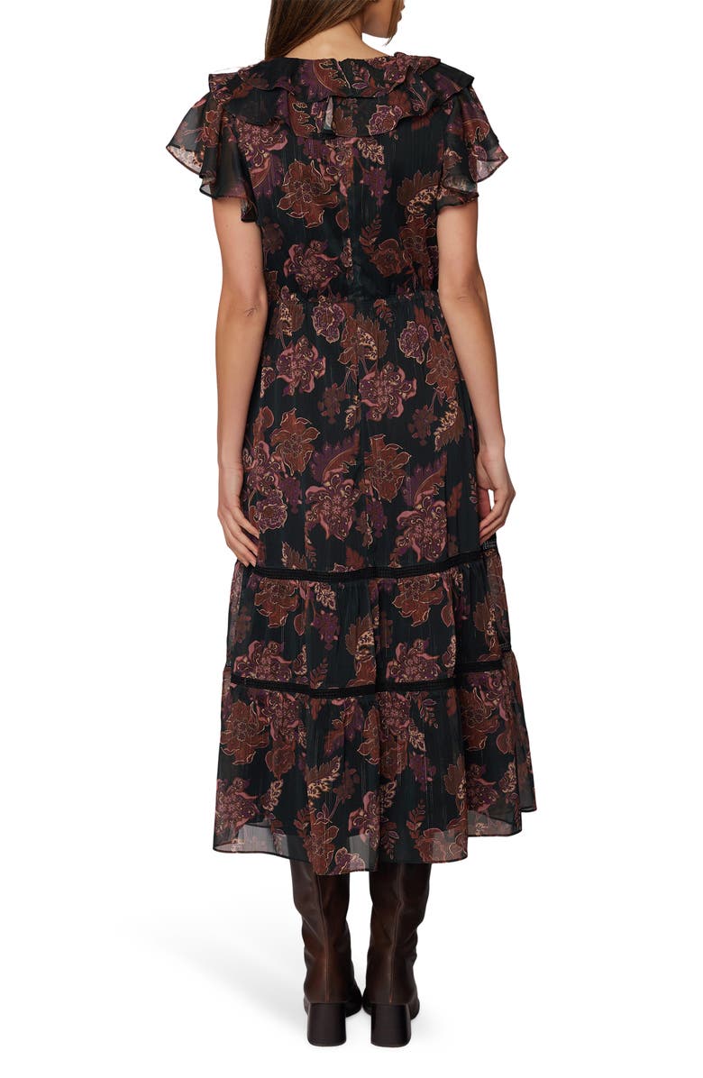 Lost + Wander Whispers of Bohemia Floral Print Midi Dress, Alternate, color, Black Plum Floral
