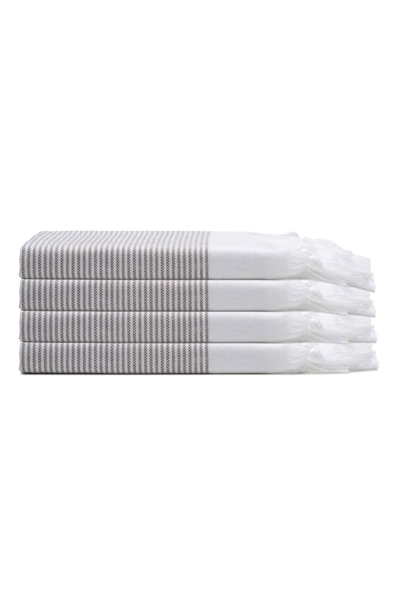 Fine Stripe Turkish Cotton Hand & Kitchen Towel Bundle, Main, color, Taupe Brown