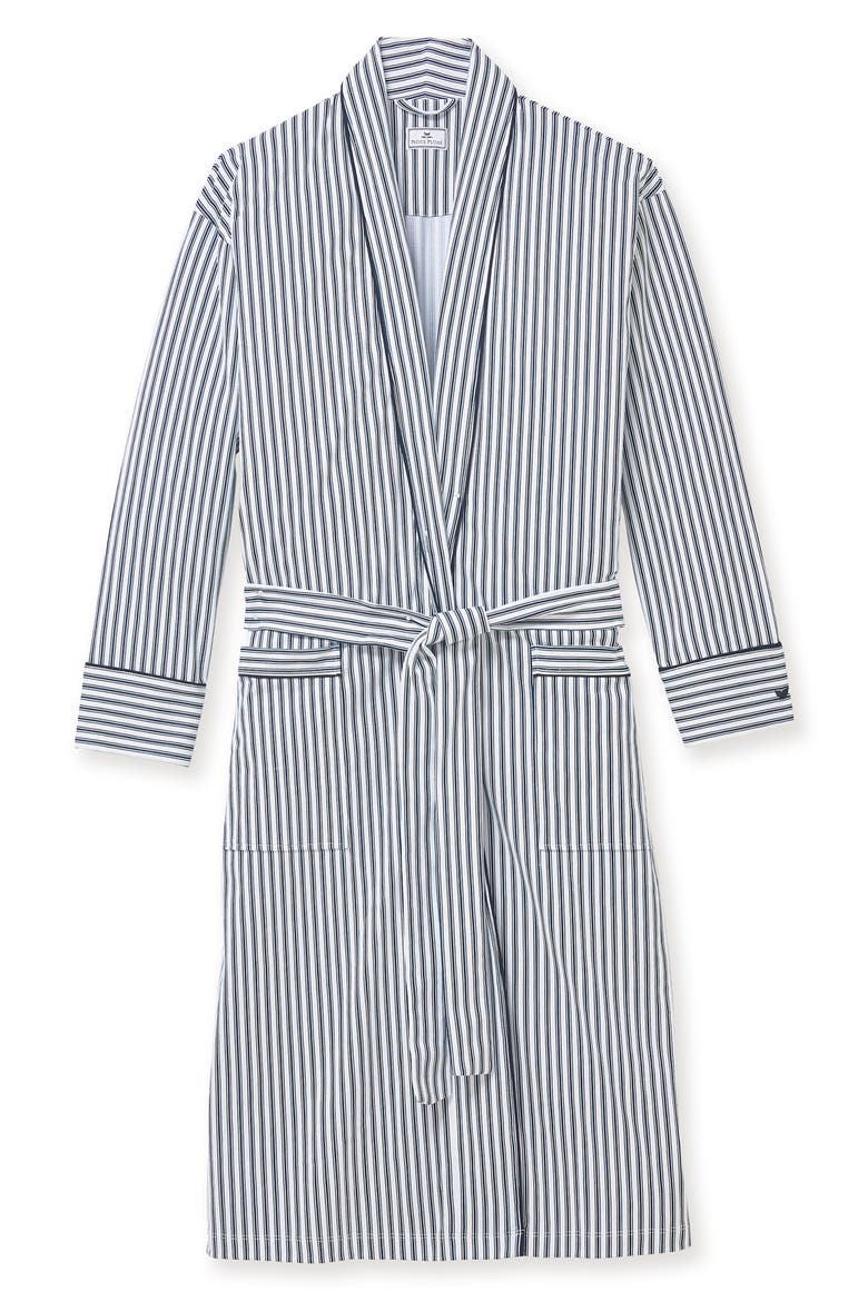 French Ticking Pima Robe, Alternate, color, NAVY