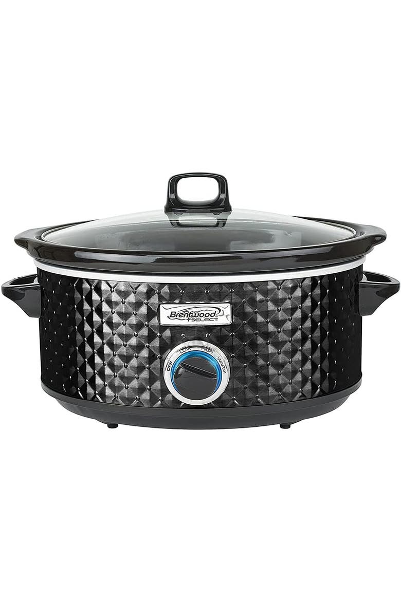3.5QT Diamond Pattern Slow Cooker, Main, color, Black