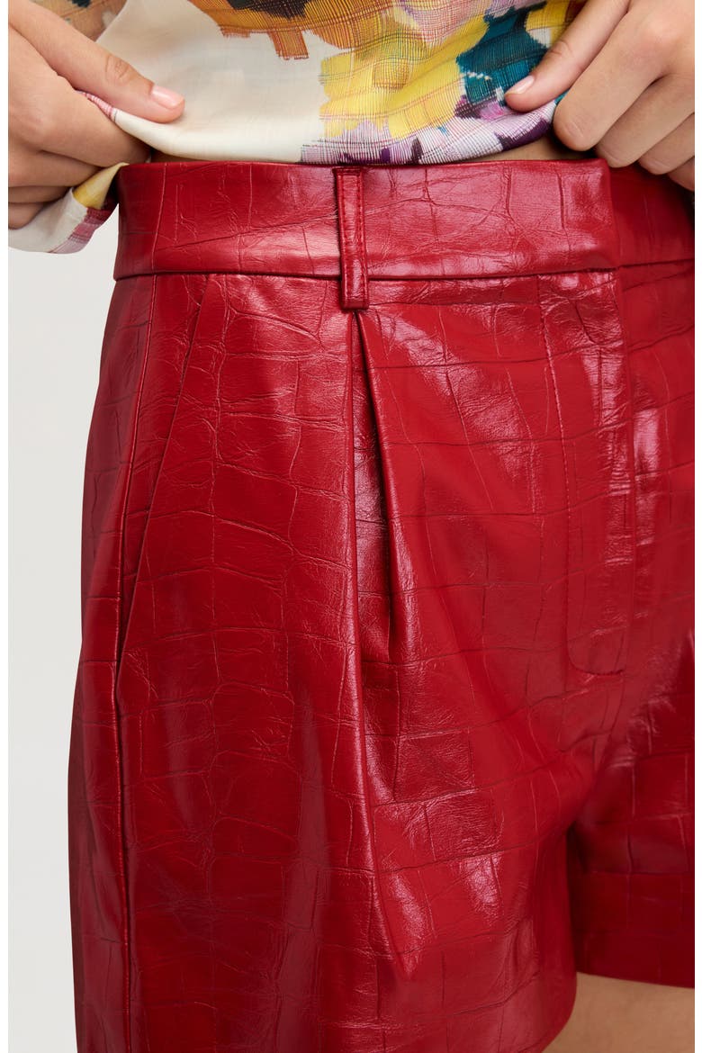Croc Embossed Faux Leather Shorts, Alternate, color, CRANBERRY