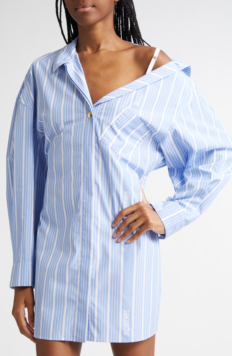 Jacquemus The Mini Asymmetric Shirtdress, Alternate, color,