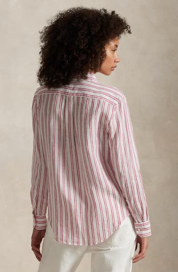 Classic Fit Stripe Linen Button-Up Shirt