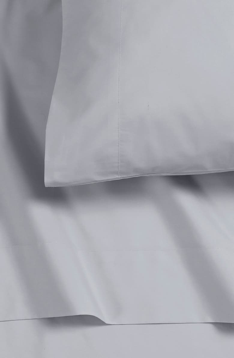 AZORES HOME 300 Thread Count Cotton Percale Sheet Set, Alternate, color, Soft Grey