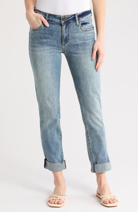 Katy Flap Pocket Mid Rise Boyfriend Jeans (Stonecrop)