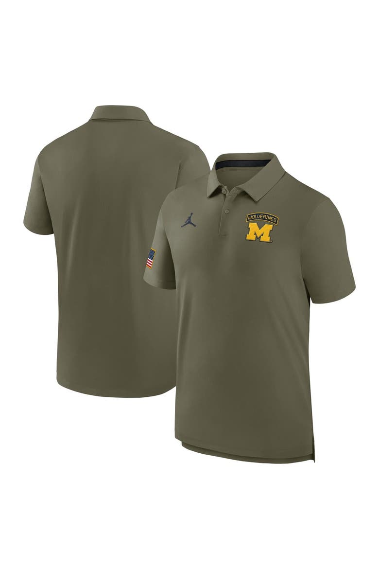 Men's Jordan Brand Olive Michigan Wolverines 2024 Military Appreciation Tour Performance Polo, Main, color, Olive