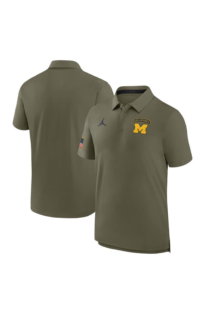 Jordan Brand Men's Jordan Brand Olive Michigan Wolverines 2024 Military Appreciation Tour Performance Polo, Main, color, Olive