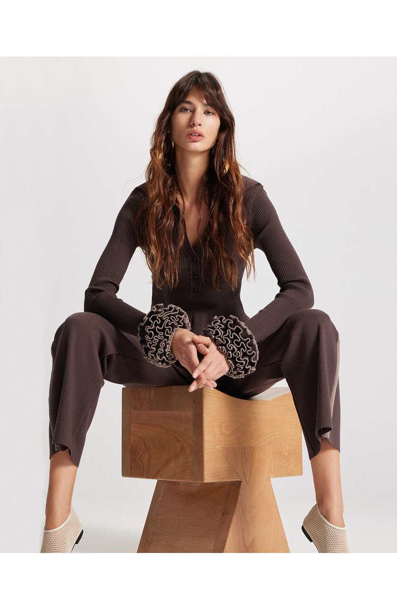 THEO The Label Nomia Short Sleeve Polo Tee, Alternate, color, Koffee/Wheat